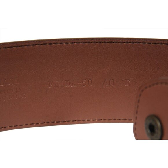 Bally Womens Wide Brown Leather Belt 90 36 Ribbed High Waist Brass Gold Hardware - Picture 7 of 11